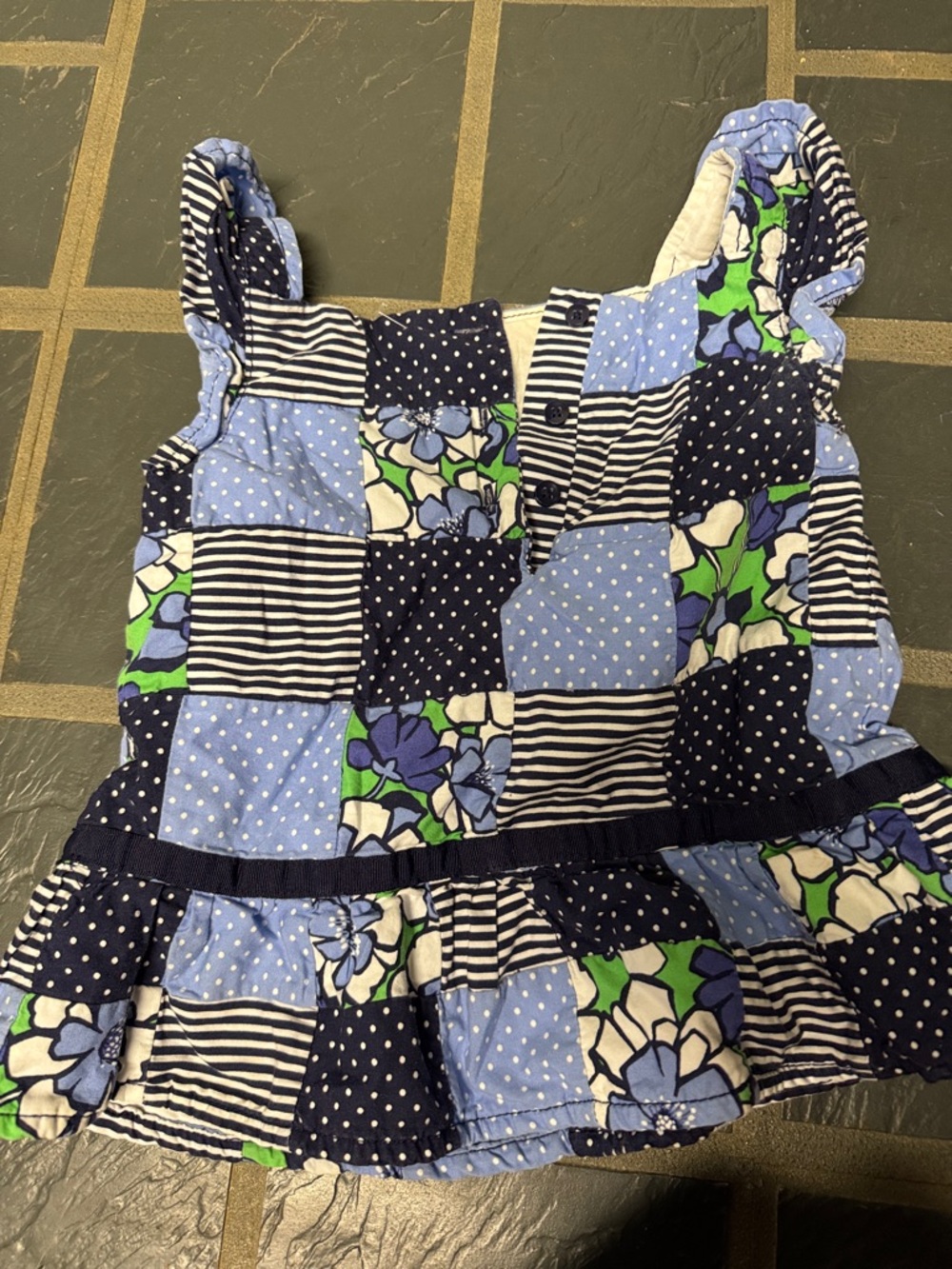 Gymboree Blue Patchwork Floral Ruffled Tank - Picture 2 of 2
